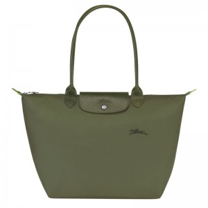 Longchamp Le Pliage Green L Toteväska Dam Gröna | 7438-FVEKN