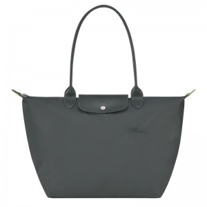 Longchamp Le Pliage Green L Toteväska Dam Mörkgrå | 0915-BJURW