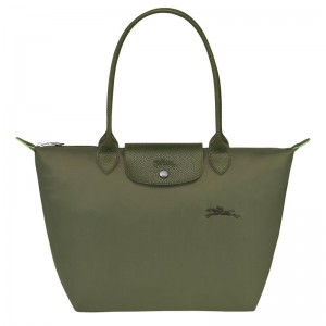 Longchamp Le Pliage Green M Toteväska Dam Gröna | 7316-VZGXH