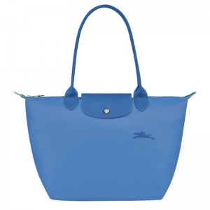 Longchamp Le Pliage Green M Toteväska Dam Blå | 0341-GJEHT