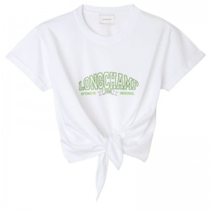 Longchamp Tied T-shirt Dam Vita | 6325-QBJSR