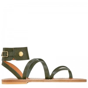 Longchamp x K.Jacques Sandals Sandaler Dam Olivgröna | 4865-PVLAB