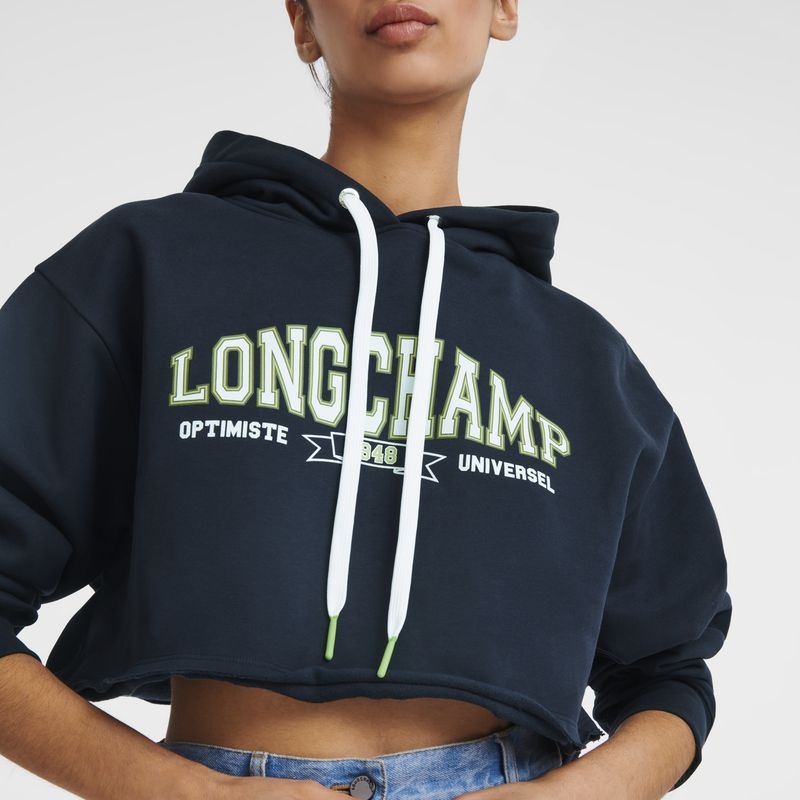 Longchamp Hoodie Dam Marinblå | 8765-SRWEX