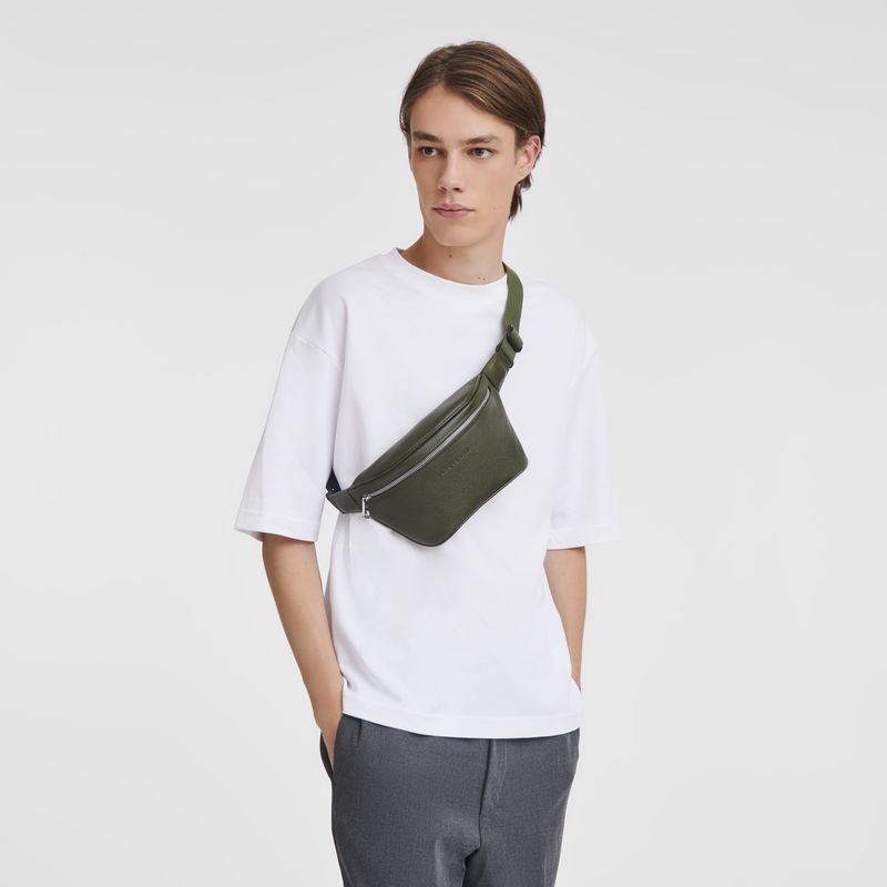 Longchamp Le Foulonné M Bältesväska Herr Khaki | 0489-QDZEU