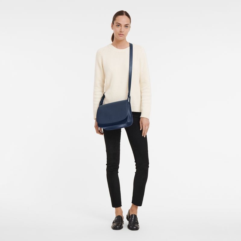 Longchamp Le Foulonné M Crossbody Väska Dam Marinblå | 8236-VXLAU