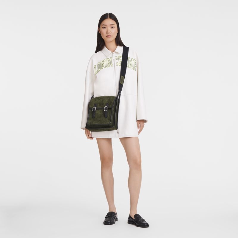 Longchamp Le Foulonné M Crossbody Väska Dam Khaki | 3506-XERJB