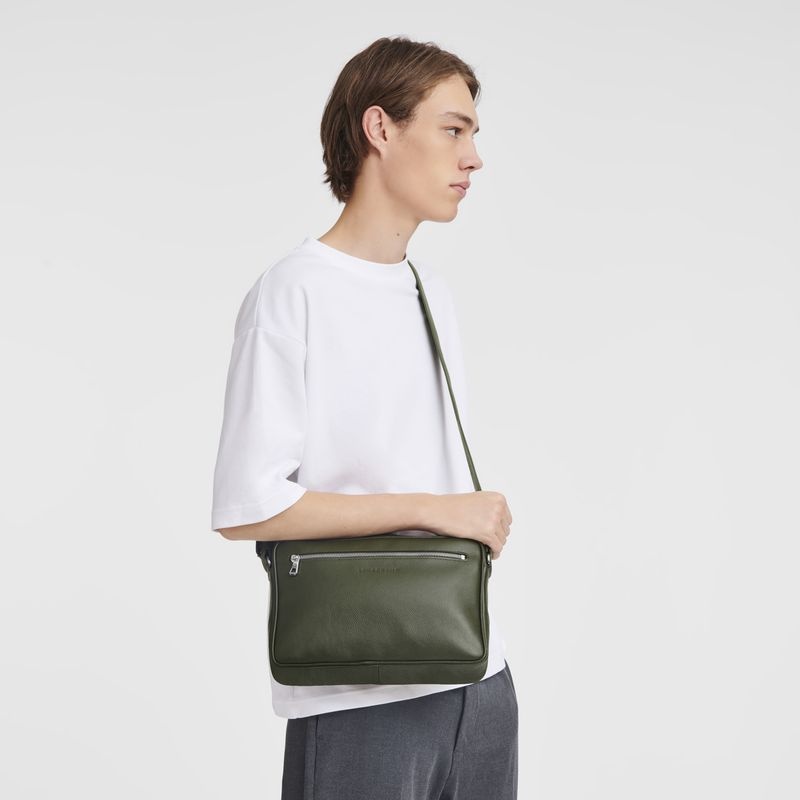 Longchamp Le Foulonné M Crossbody Väska Herr Khaki | 1453-ZOQBY