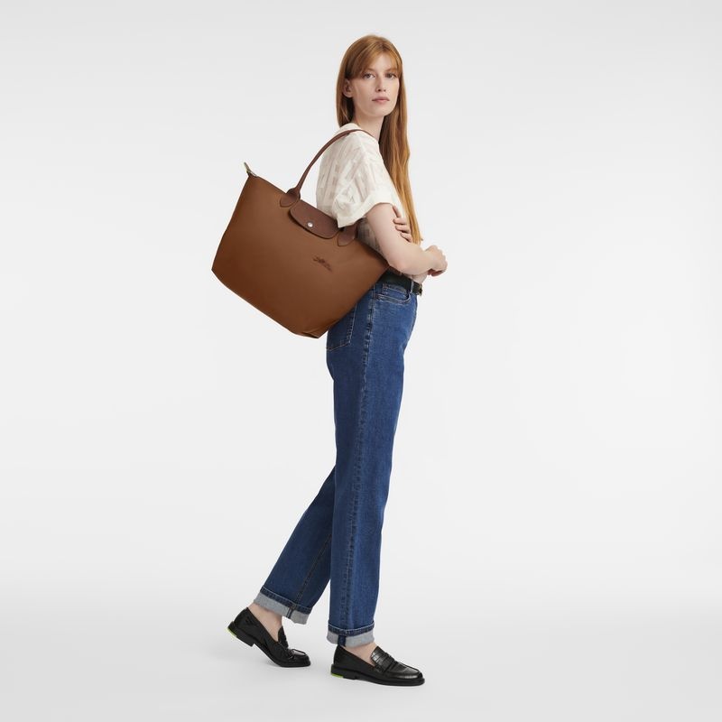 Longchamp Le Pliage Green L Toteväska Dam Bruna | 1342-UNOPR