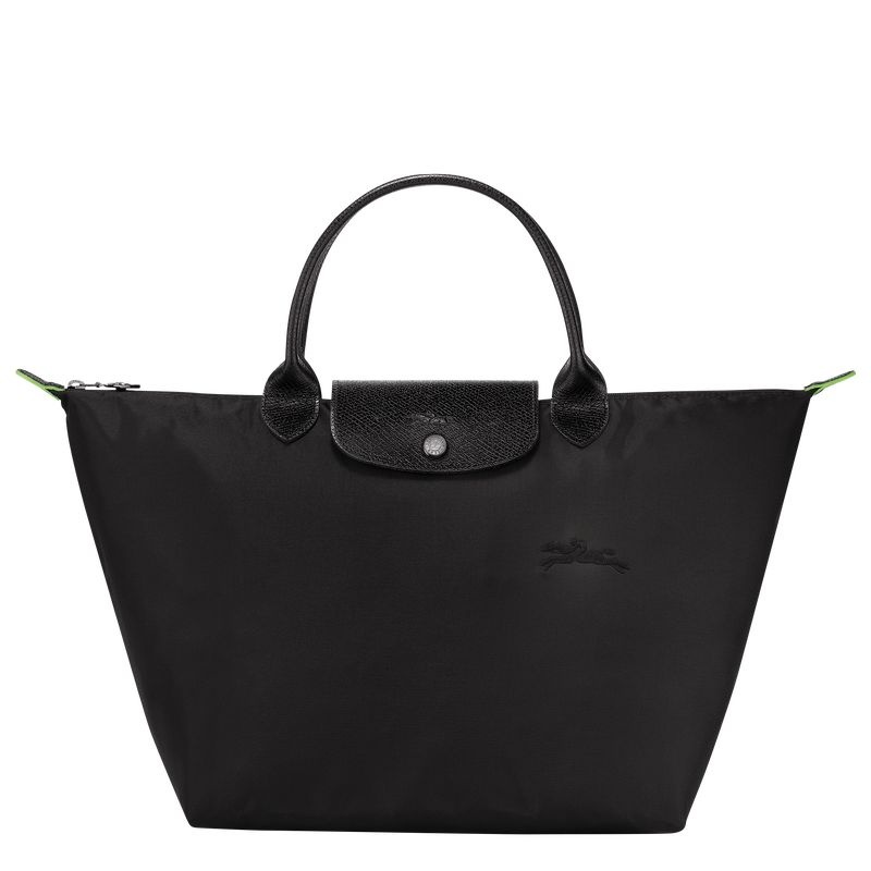 Longchamp Le Pliage Green M Handväska Dam Svarta | 0761-PWARM