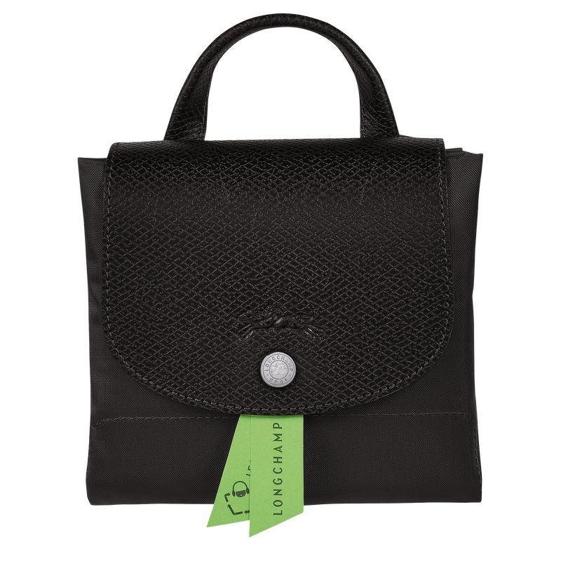 Longchamp Le Pliage Green M Ryggsäckar Dam Svarta | 7563-KVSIJ