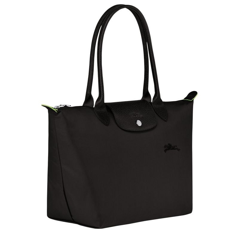 Longchamp Le Pliage Green M Toteväska Dam Svarta | 0893-KSENH