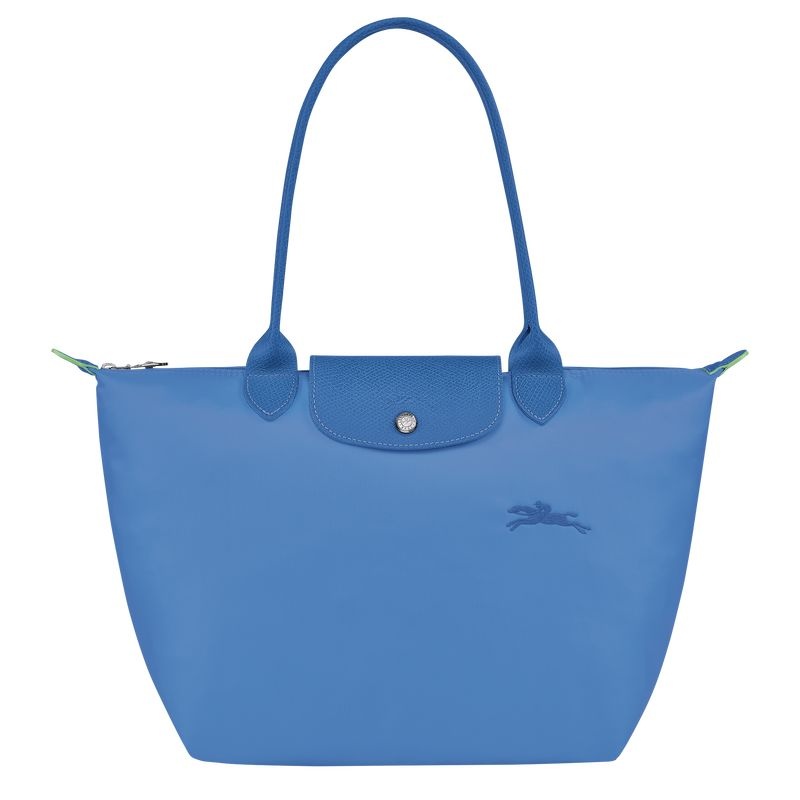 Longchamp Le Pliage Green M Toteväska Dam Blå | 0341-GJEHT