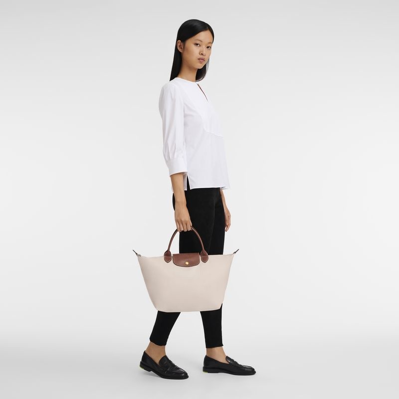 Longchamp Le Pliage Original M Handväska Dam Vita | 6123-PELCO