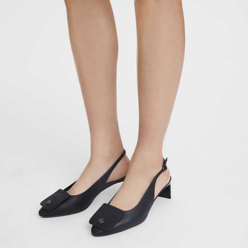 Longchamp Le Pliage Xtra Slingback pumps Dam Svarta | 6473-TZNLO