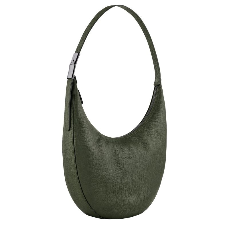 Longchamp Roseau Essential L Axelväska Dam Khaki | 6195-TLNBJ