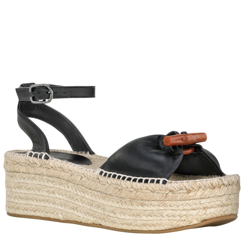 Longchamp Roseau Kilklack Espadriller Dam Svarta | 0176-UCHVB