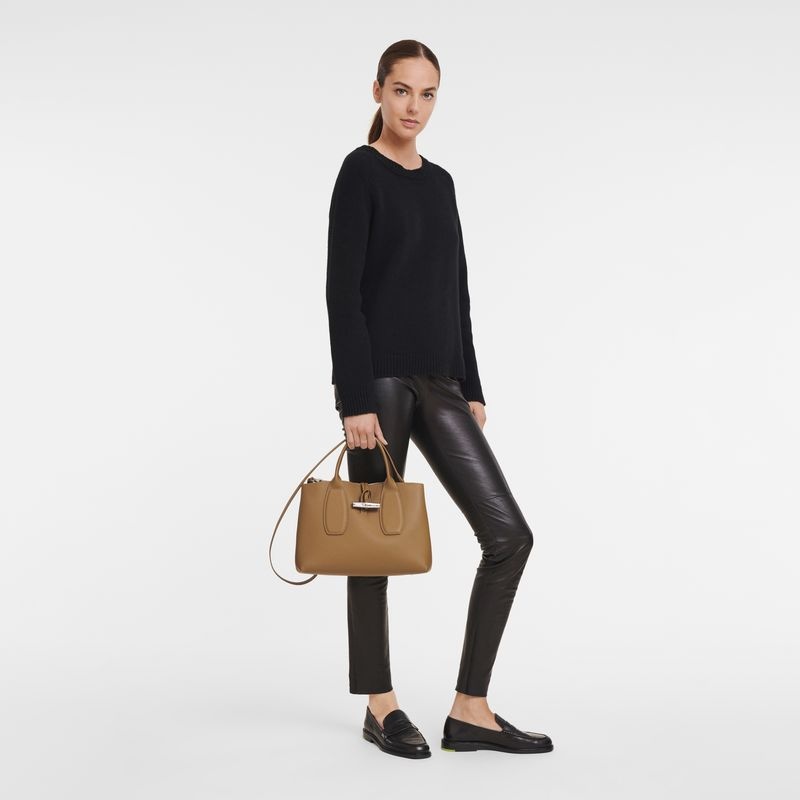 Longchamp Roseau M Handväska Dam Beige | 4327-SRUJD