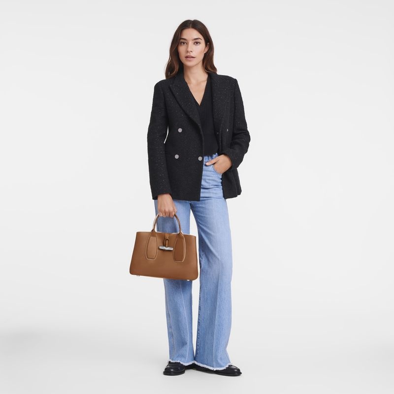 Longchamp Roseau M Handväska Dam Bruna | 7834-YHMOF