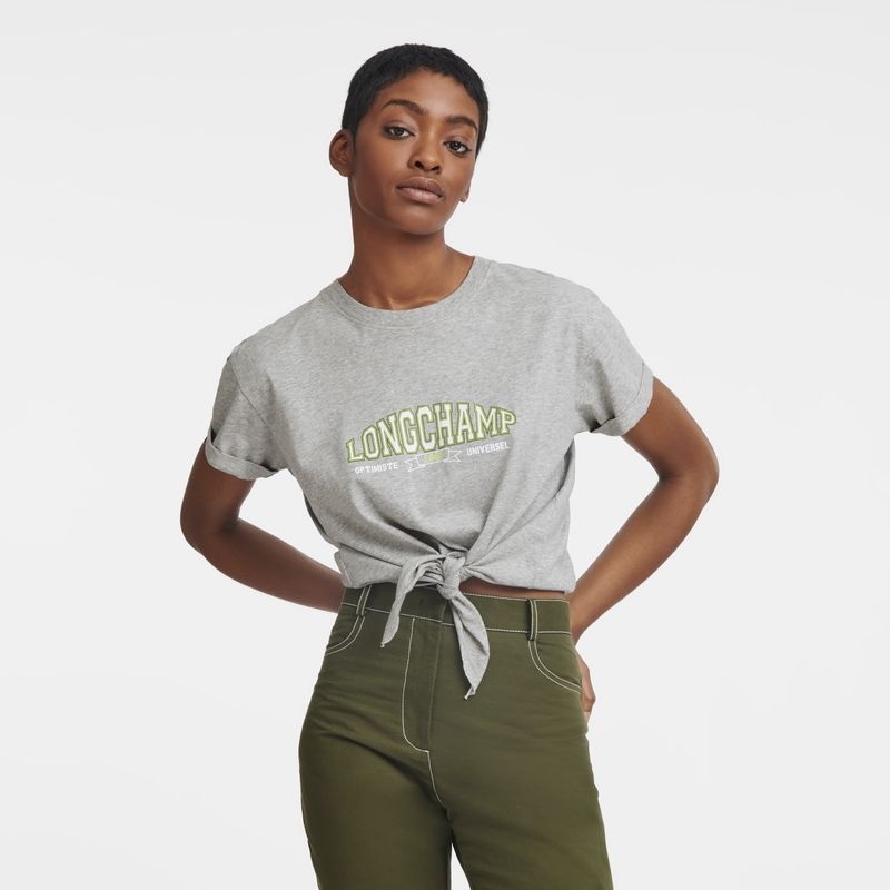 Longchamp Tied T-shirt Dam Grå | 5312-JZUTY