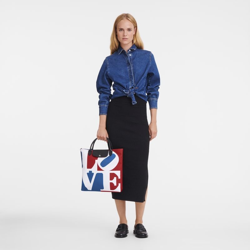 Longchamp x Robert Indiana L Handväska Dam Vita | 3107-QWXHB