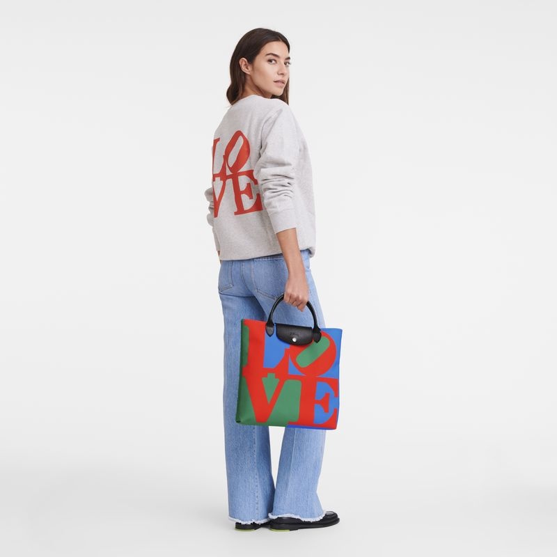 Longchamp x Robert Indiana L Handväska Dam Röda Marinblå | 9416-WGQKB